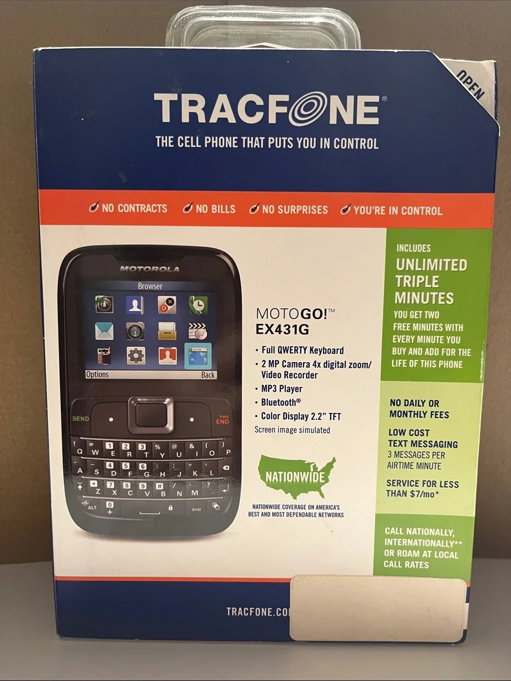 Brand New TracFone MotoGO! EX431G Black Prepaid Cell Phone (TracFone)